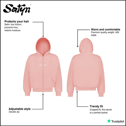 Hoodie Zip /satyn - Pink Evian - AUSVERKAUFT