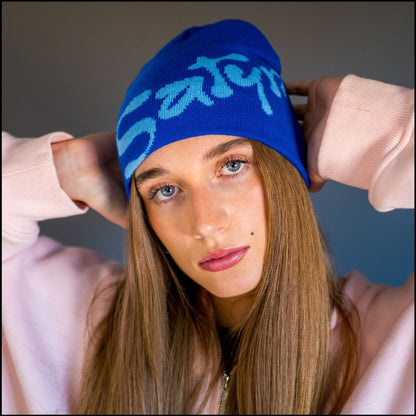 SatynBeanie Blauw - Satijnen binnenkant