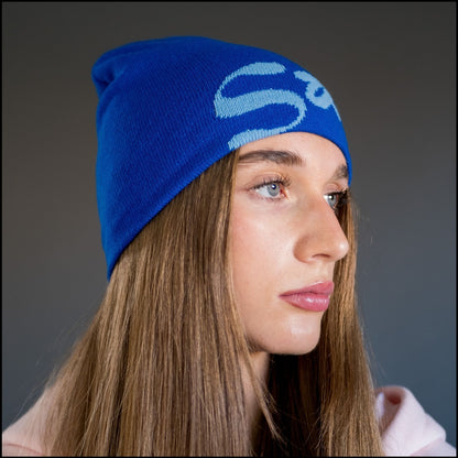 SatynBeanie Blauw - Satijnen binnenkant