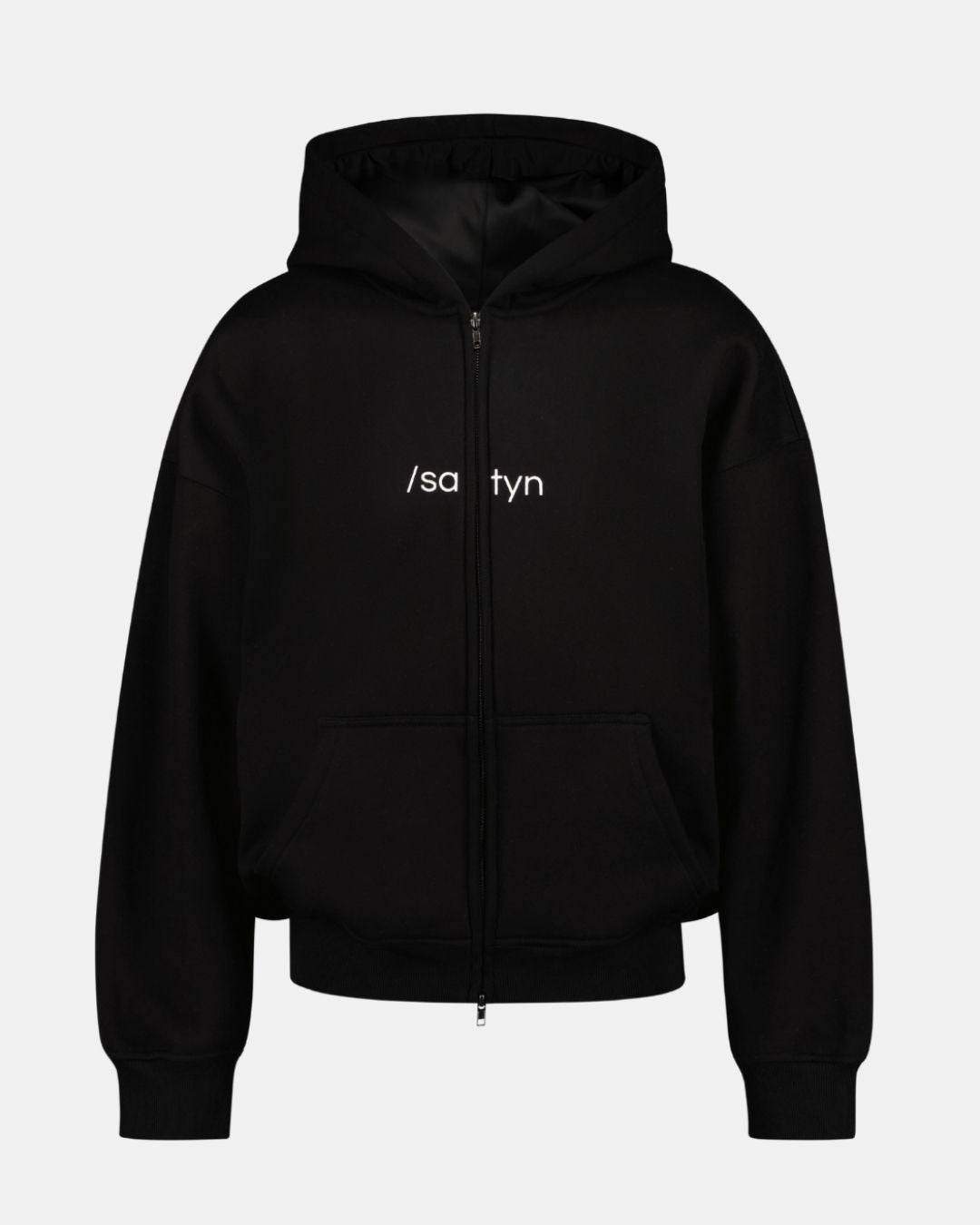 Hoodie Zip / Satyn – Jet Black