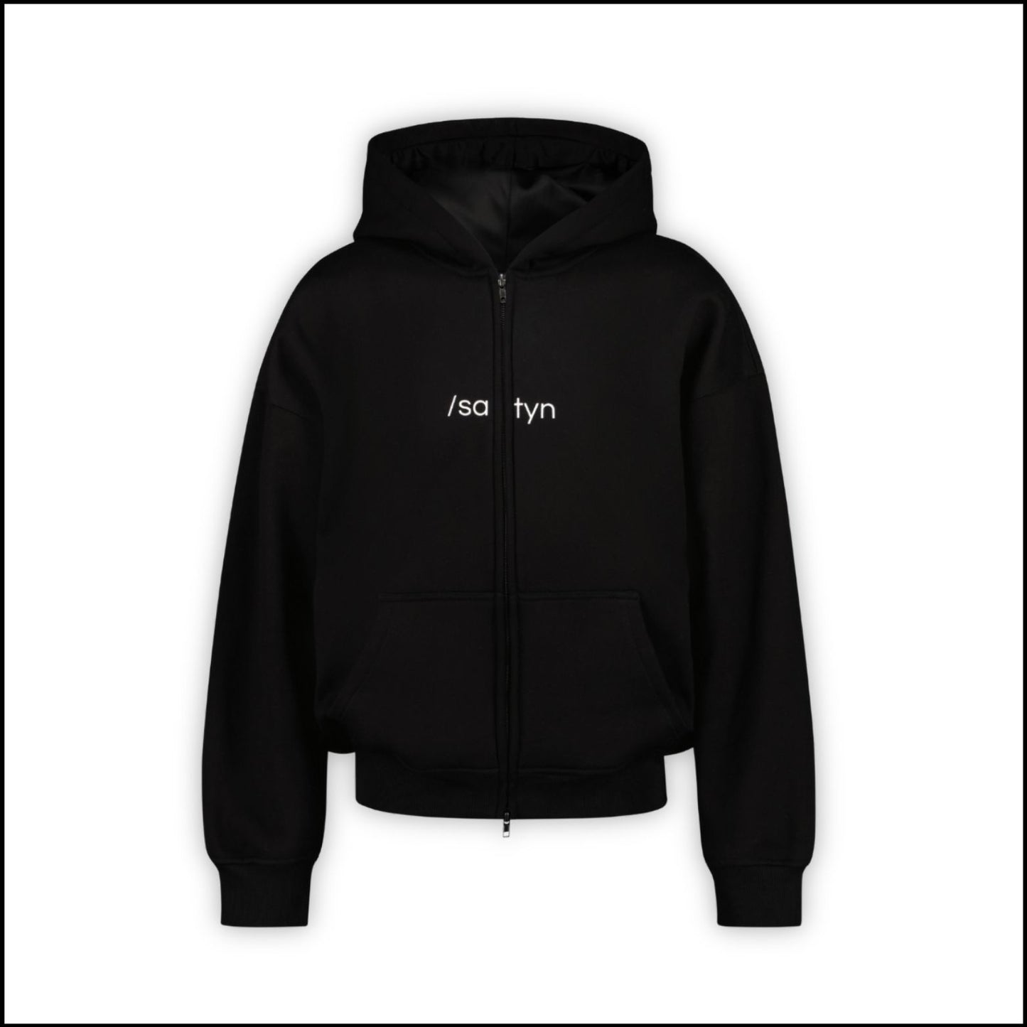 Hoodie met rits/satijn - Jetzwart