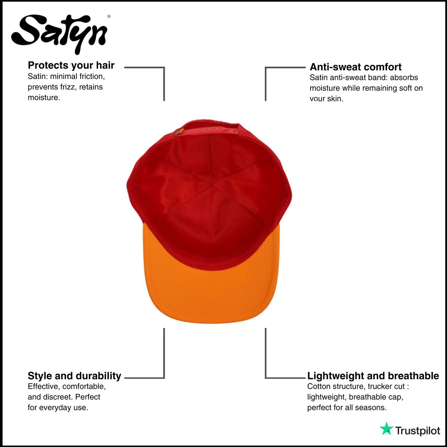 SatynCap Orange – Innenseite aus Satin